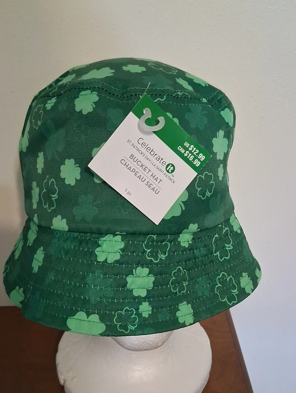 Kids Unisex Green Clover Print Bucket Hat
